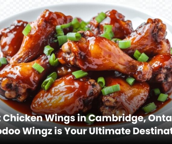 A plate of crispy, flavorful chicken wings served at Voodoo Wingz in Cambridge, Ontario, showcasing the perfect combination of spices and sauces.