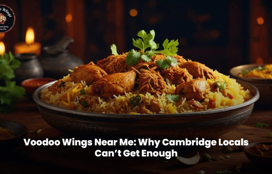 Juicy Voodoo chicken wings served hot in Cambridge, loved by locals for bold flavors.