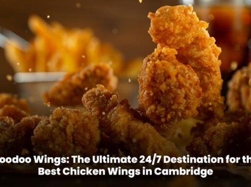 Juicy chicken wings served fresh 24/7 at Voodoo Wings in Cambridge.