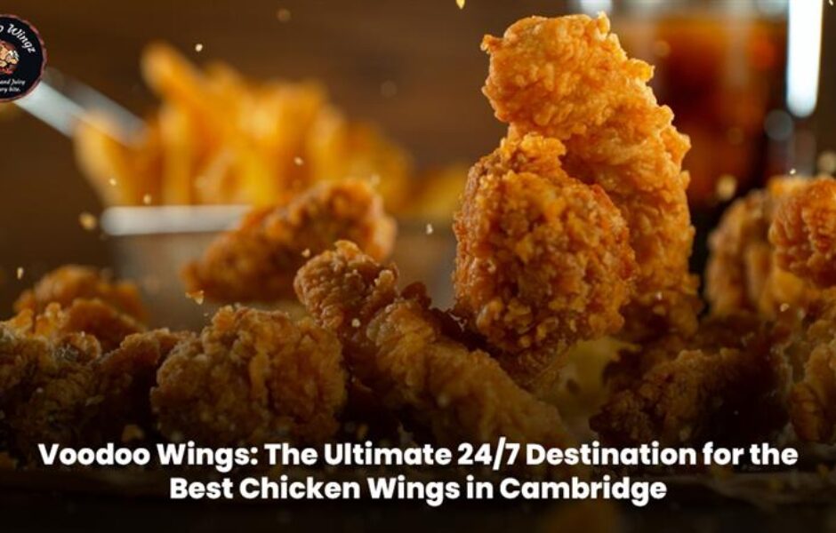 Juicy chicken wings served fresh 24/7 at Voodoo Wings in Cambridge.