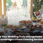 Elegant wedding table setup with premium catering dishes in Cambridge.